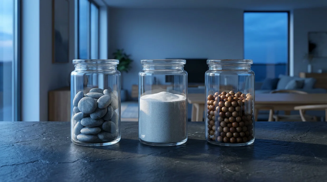 Eye-level view of glass jars with different elements, symbolizing diverse retirement income sources.