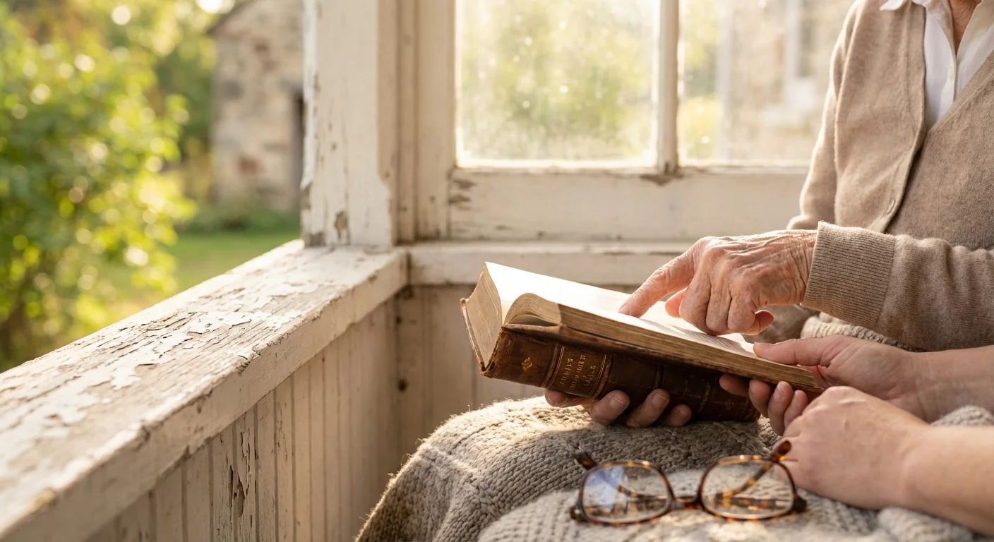 Close-up of a senior's hands guiding a younger person through a skilled task.